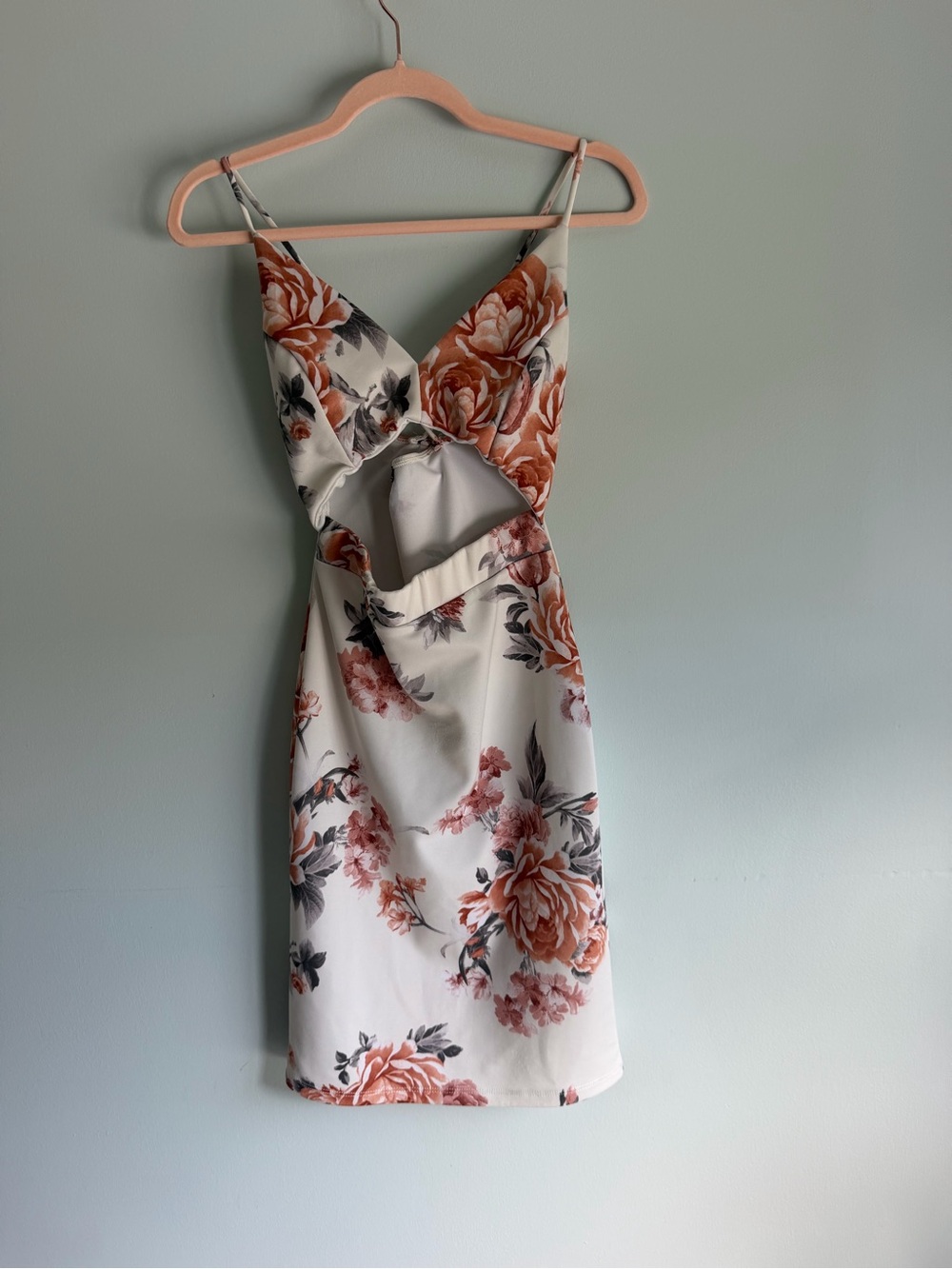Lovely Day Floral Cutout Dress - White with Rust Floral Small
